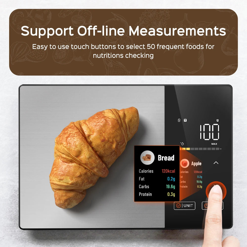 Smart Kitchen Scale Connects to Mobile App for Food Calorie Calculation Fitness Weight Loss Body Management