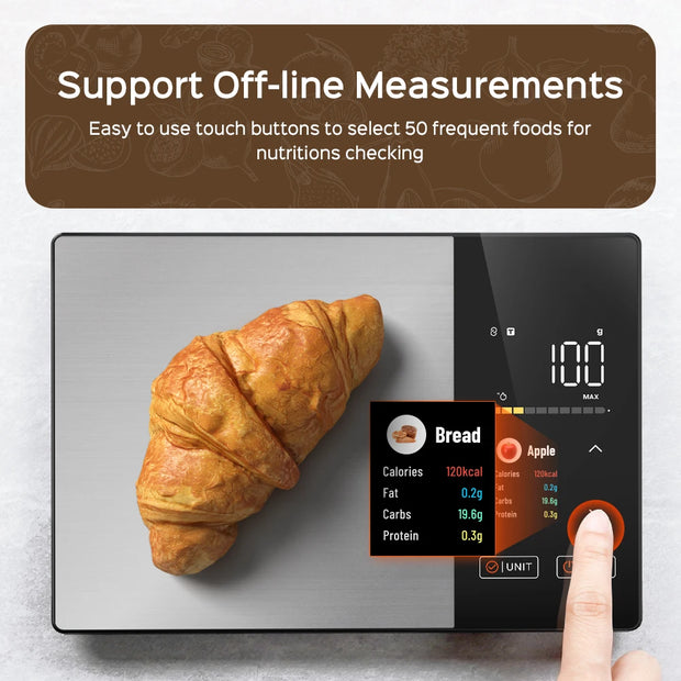 Smart Kitchen Scale Connects to Mobile App for Food Calorie Calculation Fitness Weight Loss Body Management