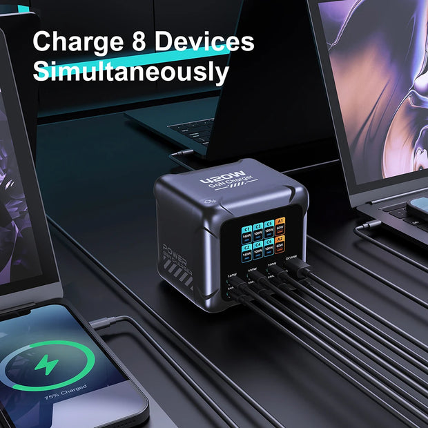 420W Gan Charger PPS PD3.1 140W USB Type C Charger Digital Display Fast Charging Station for Macbook Iphone 17 Samsung