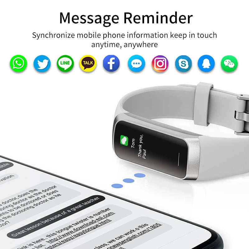 1.1 Inch Amoled Heart Rate Monitor Smart Bracelet Wristband Slim Smart Watch Men Women Waterproof Fitness Tracker Band