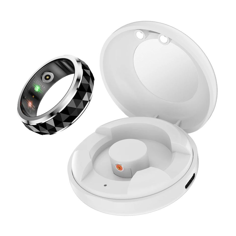 R11 Ceramic Smart Ring for Men, Fidget Spinner Anxiety Relieve Ring with Charging Case, Health Monitor, 5ATM Waterproof