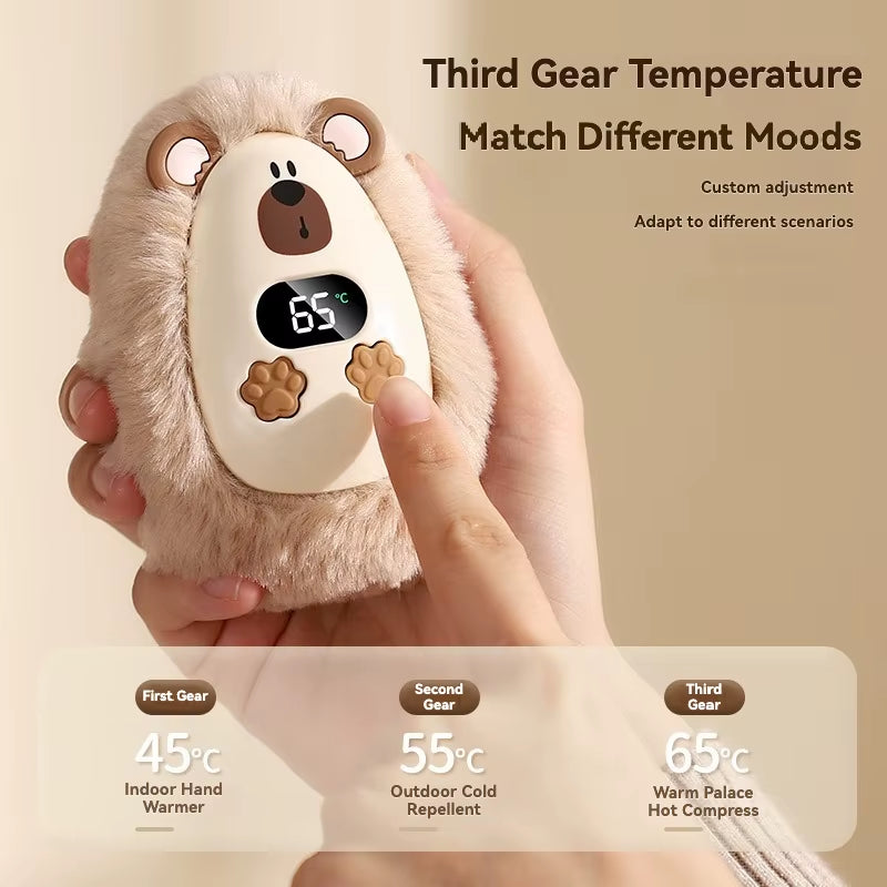 1Pc Plush Hand Warmer Mini Portable Handwarmers 3-Gear Temperature Adjustment Long-Lasting Heating Pocket Heater Winter Supplies