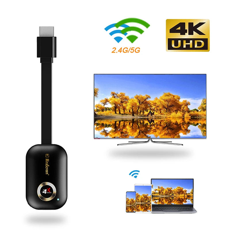 Mirascreen G9 plus 2.4G/5G 4K Wireless H.265 HD Wifi Display Dongle for Miracast Airplay DLNA TV Stick for for Android IOS to TV