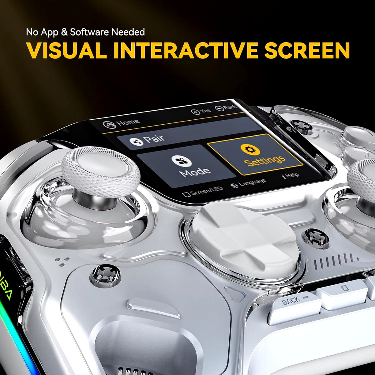 Mamba One V2 Screen Interactive Wireless Gaming Controller for Ios/Android/Switch/Pc Hall Effect, 1800Mah with Charging Dock