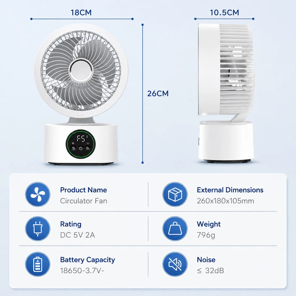 Portable Wall-Hanging Fan with Remote Control Smart Voice Rechargeable USB Household Electric Folding Fan Nightlight Air Cooler