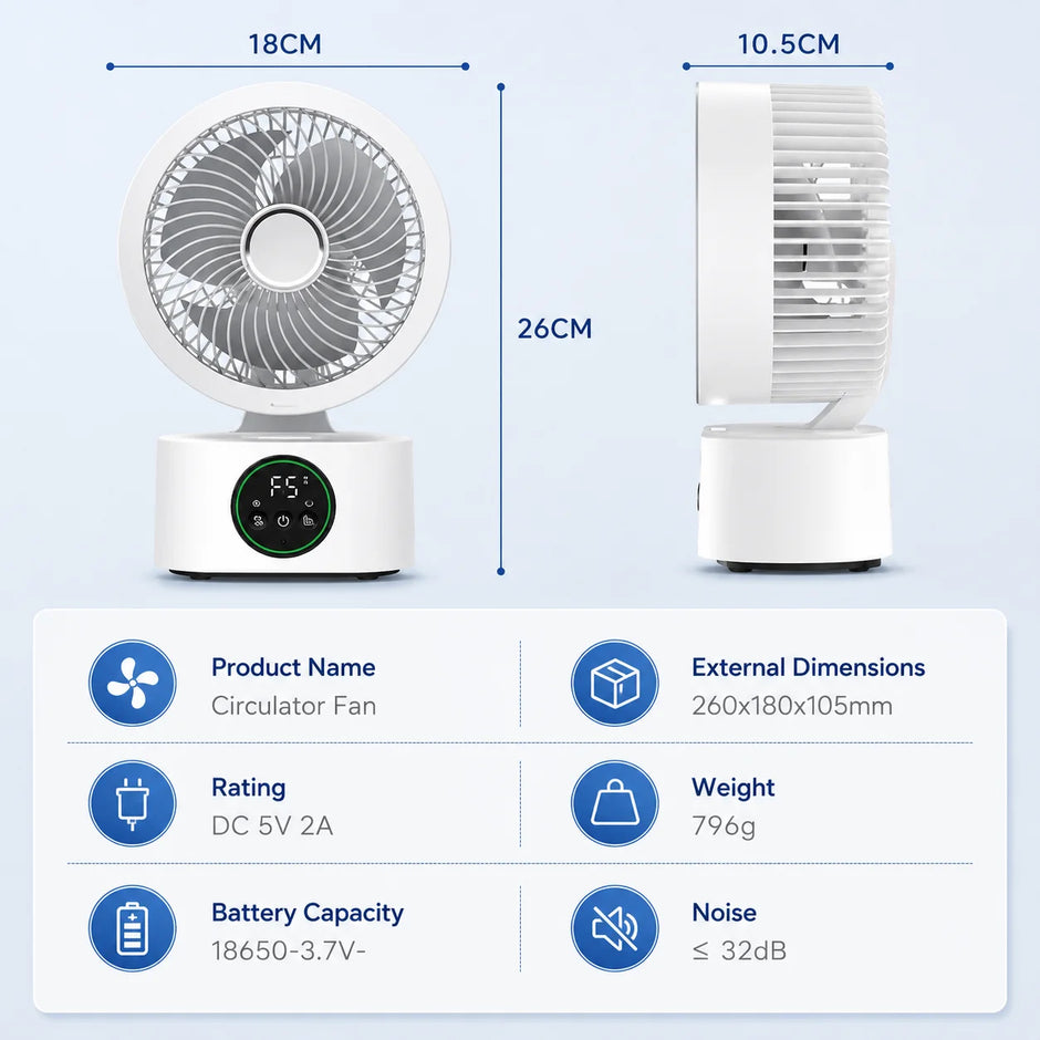 Portable Wall-Hanging Fan with Remote Control Smart Voice Rechargeable USB Household Electric Folding Fan Nightlight Air Cooler