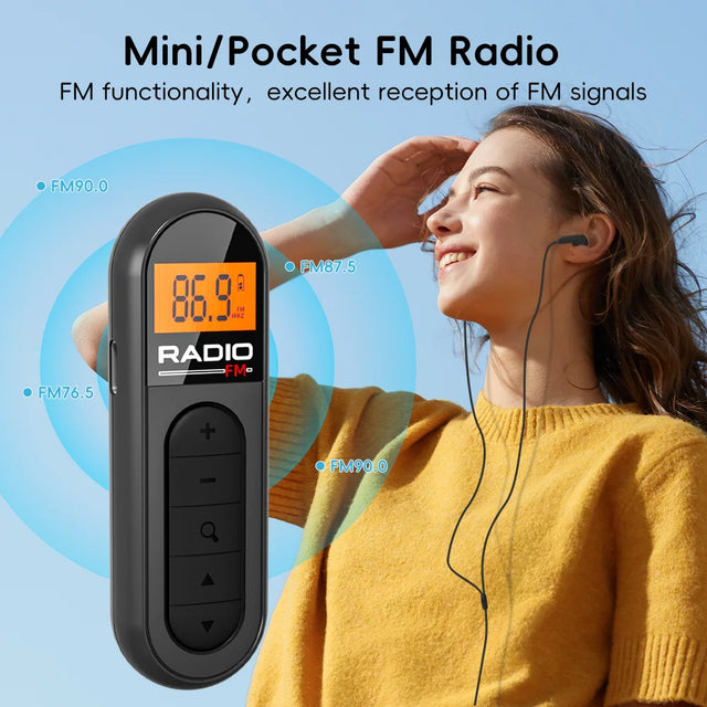 Rechargeable Mini Portable FM Radio with Clip