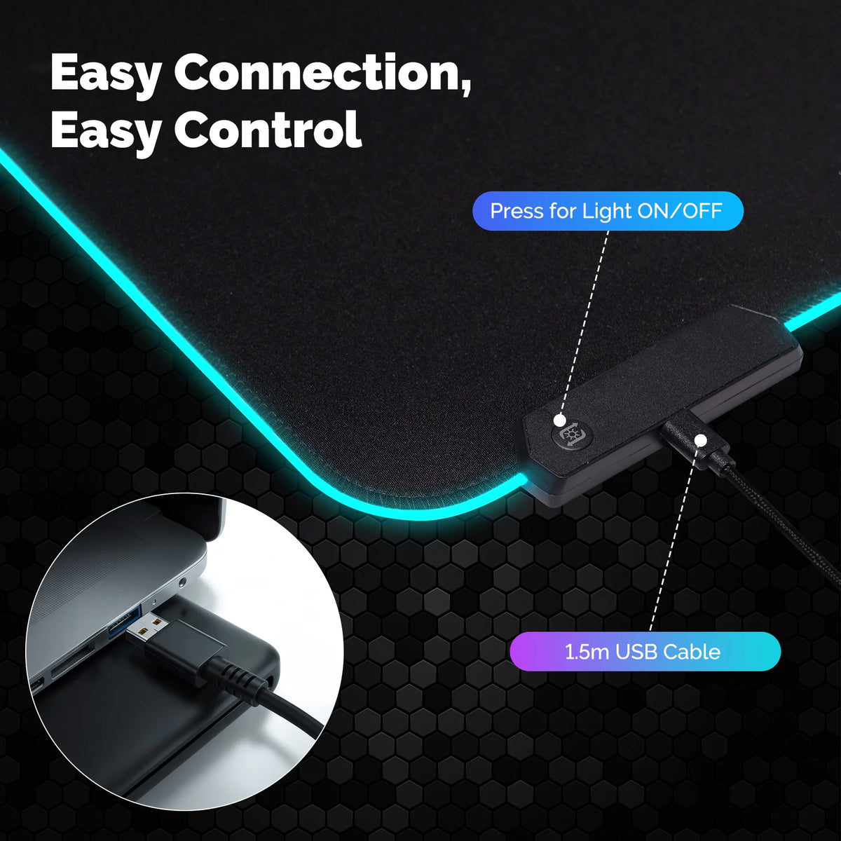 RGBIC Gaming Mouse Pad, Wifi Smart APP Control 16 Million Colors LED Desk Mat, Waterproof for PC Computer Game