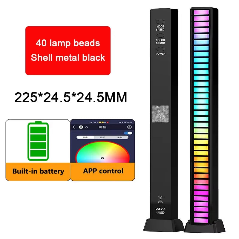 RGB LED Strip Light Music Sound Control Pickup Rhythm Ambient Lamp Atmosphere Night Lights for Bar Car Room TV Gaming Decoration