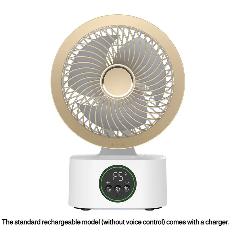 Portable Wall-Hanging Fan with Remote Control Smart Voice Rechargeable USB Household Electric Folding Fan Nightlight Air Cooler