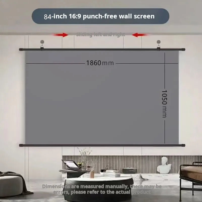 Anti-Light Thick HD Projector Screen 16:9 No-Hole Wall-Mounted Home Projection Screen 60/72/84/92/100/110/120/133Inch