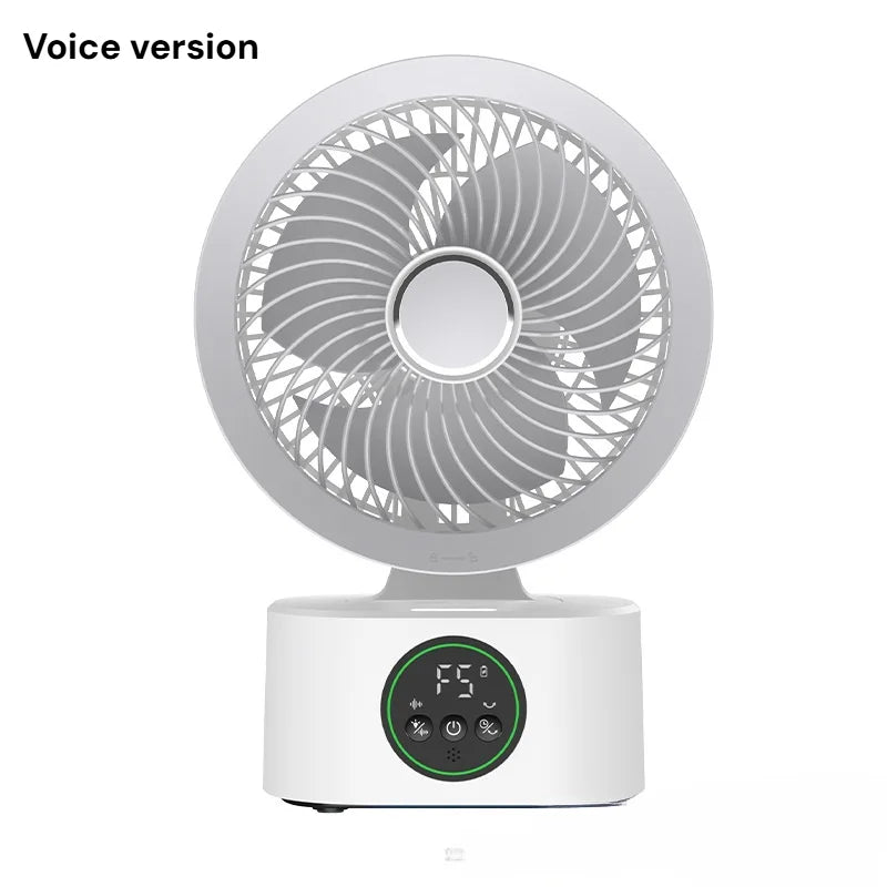Portable Wall-Hanging Fan with Remote Control Smart Voice Rechargeable USB Household Electric Folding Fan Nightlight Air Cooler