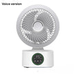 Portable Wall-Hanging Fan with Remote Control Smart Voice Rechargeable USB Household Electric Folding Fan Nightlight Air Cooler