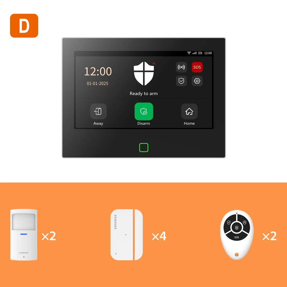 7Inch Lora Protection Kit Wifi 4G Tuya Smart Home Alarm System with 5000Mah Battery 500M Distance Works with Alexa