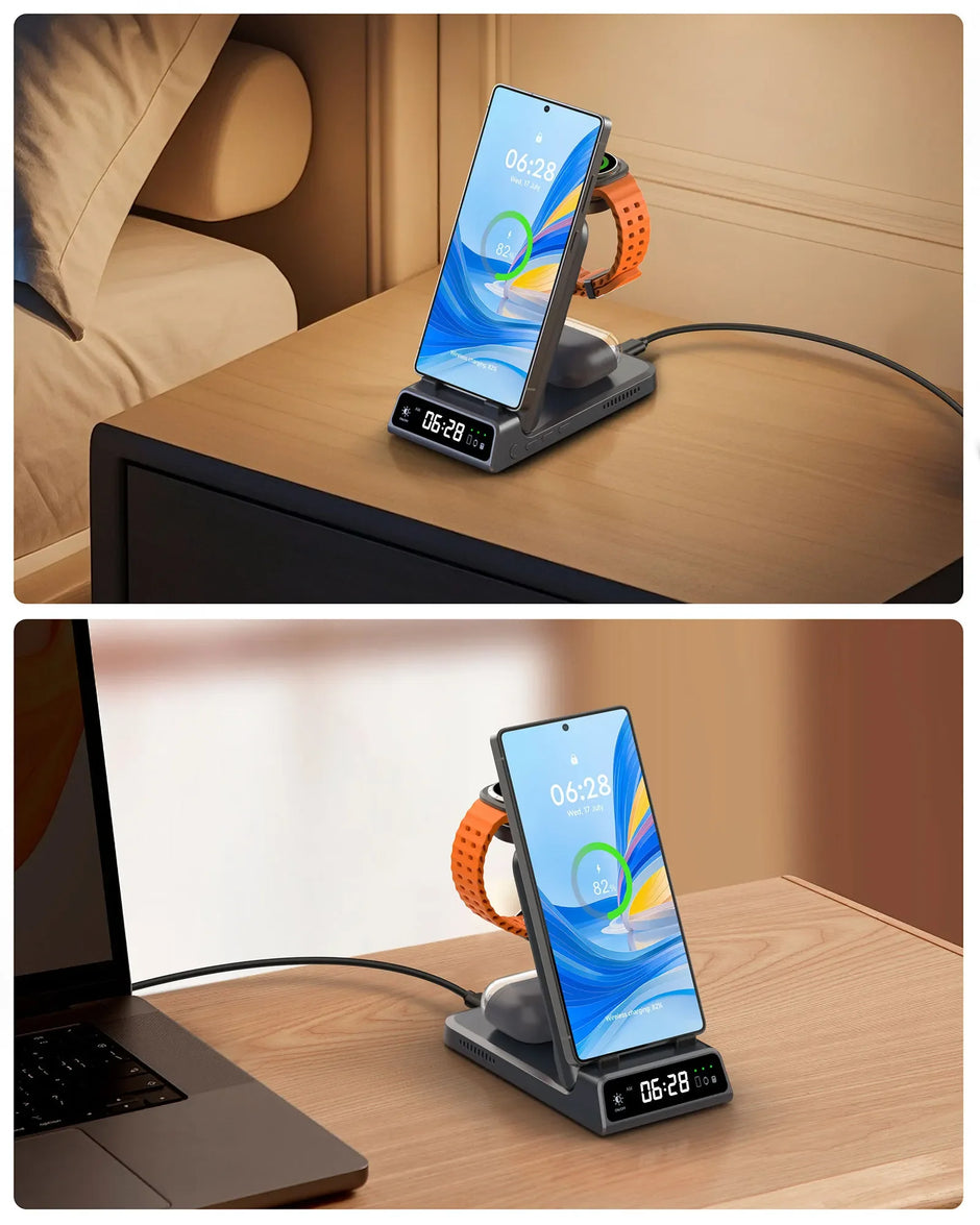 Swanscout 703S Charging Station for  S25 S24 Ultra S23 Z Flip 7 Z Fold 7 Wireless Charger for Galaxy Watch 8 7 for Buds 3