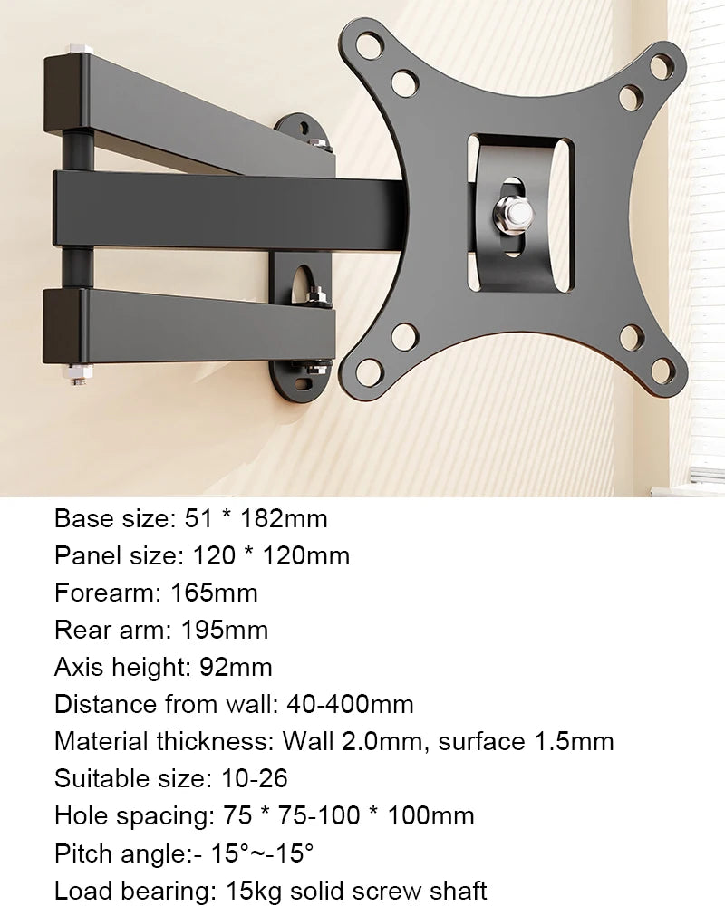 Full Motion TV Monitor Wall Mount Bracket Articulating Arms Swivel Tilt Extension Rotation for Most 10-32 Inch Flat Curved Tvs