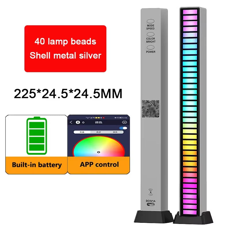 RGB LED Strip Light Music Sound Control Pickup Rhythm Ambient Lamp Atmosphere Night Lights for Bar Car Room TV Gaming Decoration