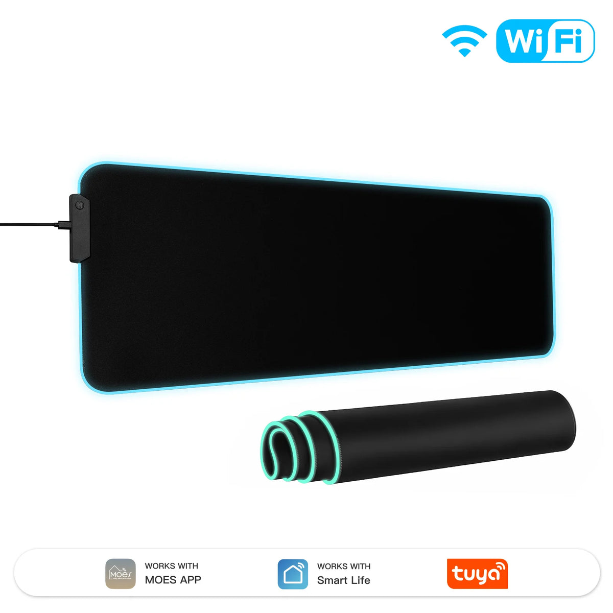 RGBIC Gaming Mouse Pad, Wifi Smart APP Control 16 Million Colors LED Desk Mat, Waterproof for PC Computer Game