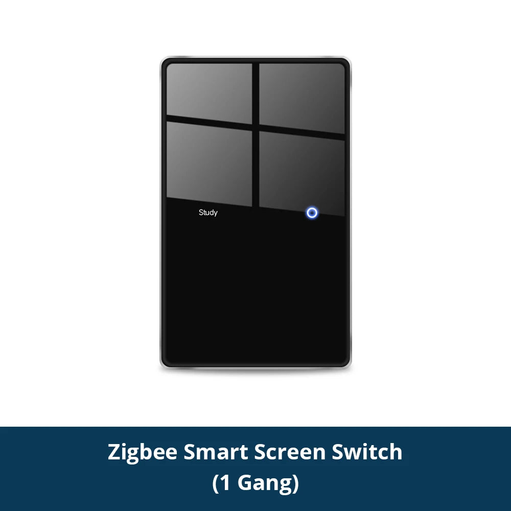 Zigbee Smart DIY Name Switch Black Panel Touch Light Switches US Type Neutral Required Works with Tuya Smart Life App