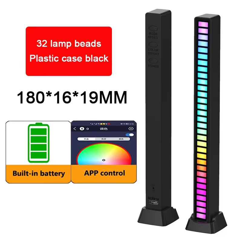 RGB LED Strip Light Music Sound Control Pickup Rhythm Ambient Lamp Atmosphere Night Lights for Bar Car Room TV Gaming Decoration