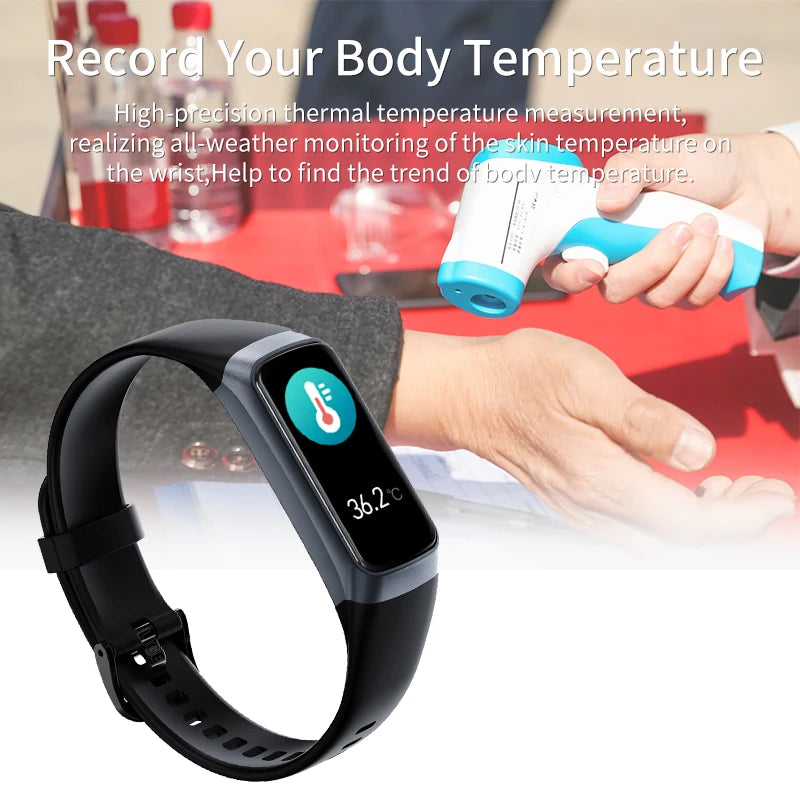 1.1 Inch Amoled Heart Rate Monitor Smart Bracelet Wristband Slim Smart Watch Men Women Waterproof Fitness Tracker Band