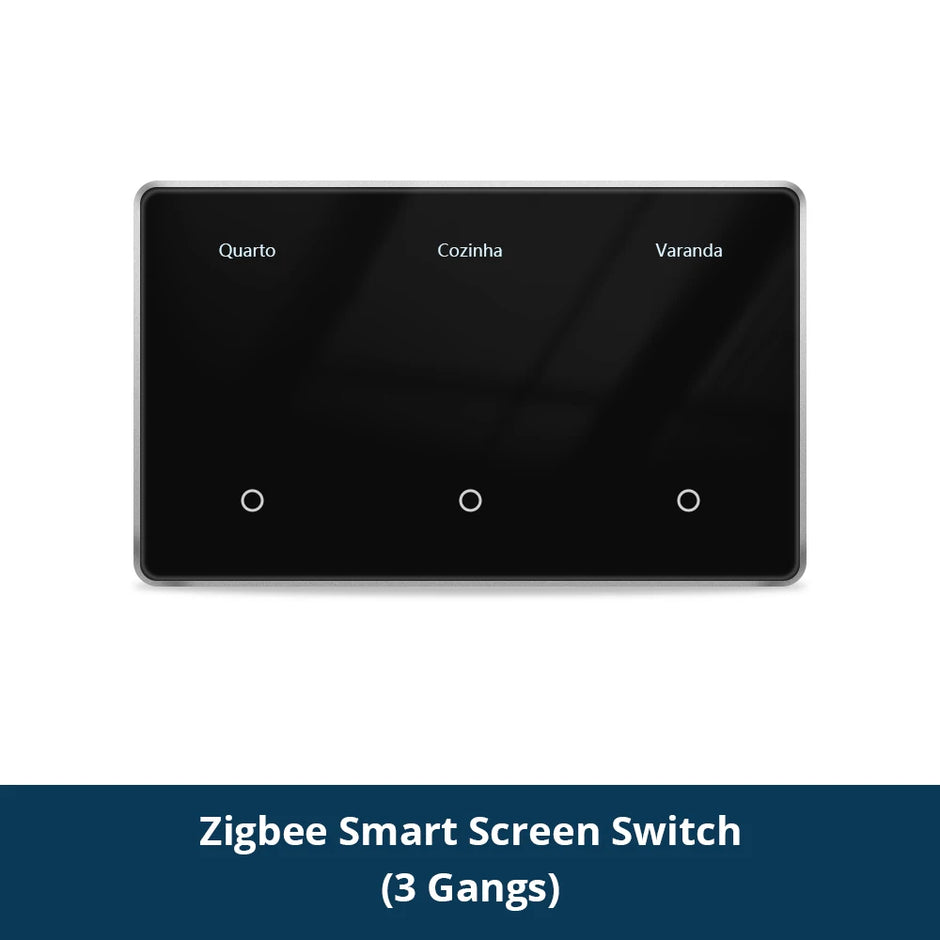 Zigbee Smart DIY Name Switch Black Panel Touch Light Switches US Type Neutral Required Works with Tuya Smart Life App