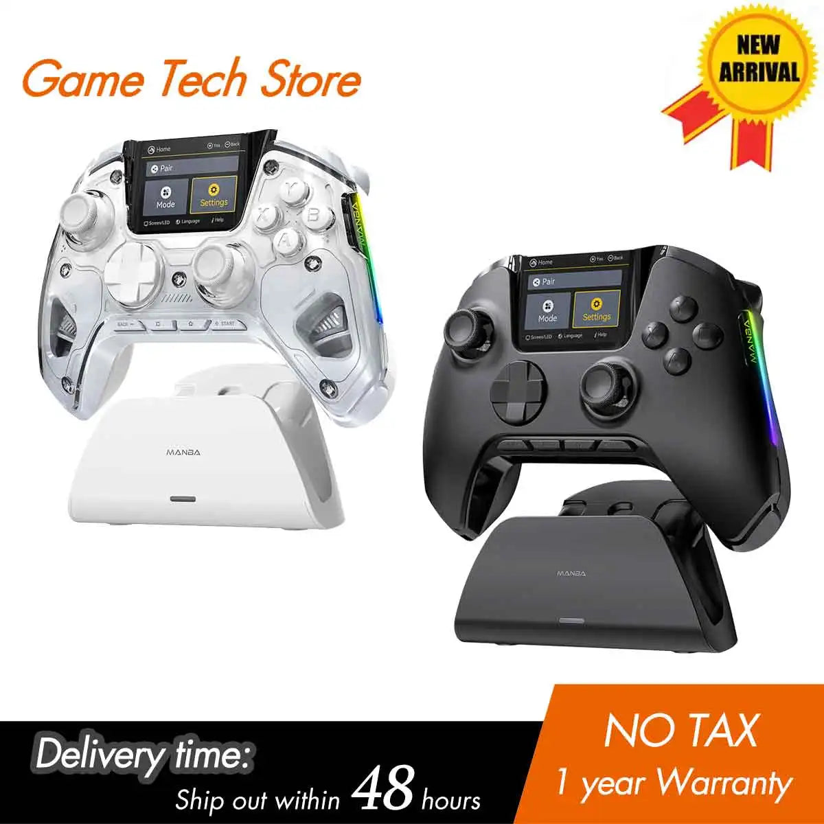 Mamba One V2 Screen Interactive Wireless Gaming Controller for Ios/Android/Switch/Pc Hall Effect, 1800Mah with Charging Dock