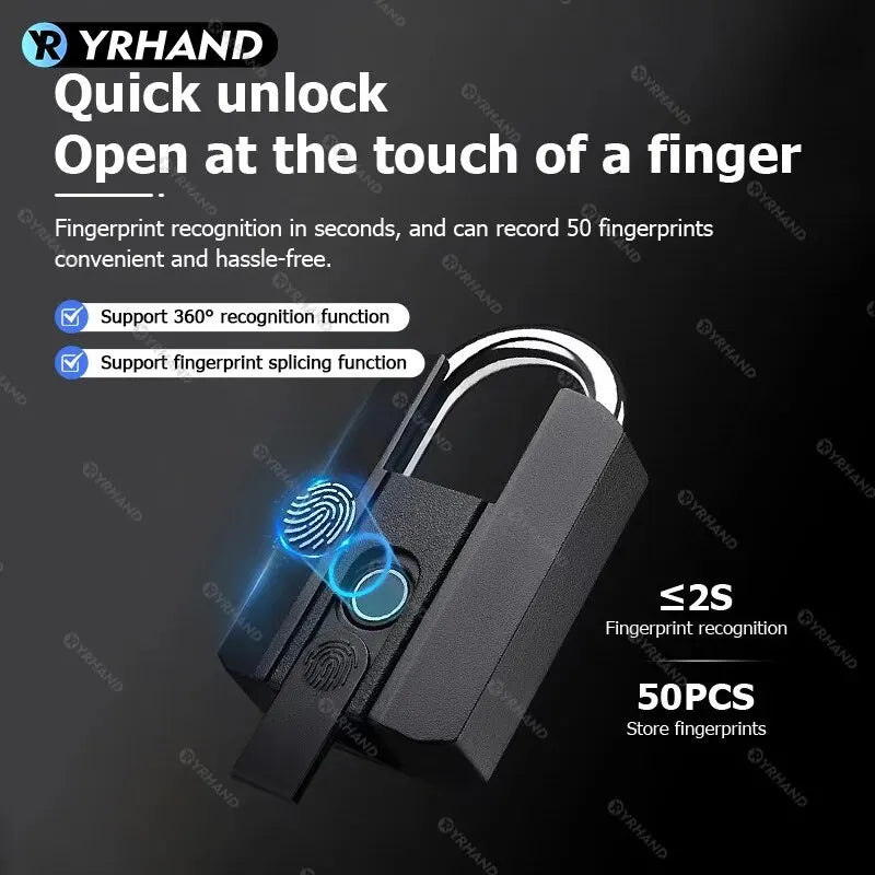 IP67 Ttlock Bluetooth APP Smart Padlock Fingerprint Lock Keyless Mini Bag with Aleax Google Home Electronic Door Lock