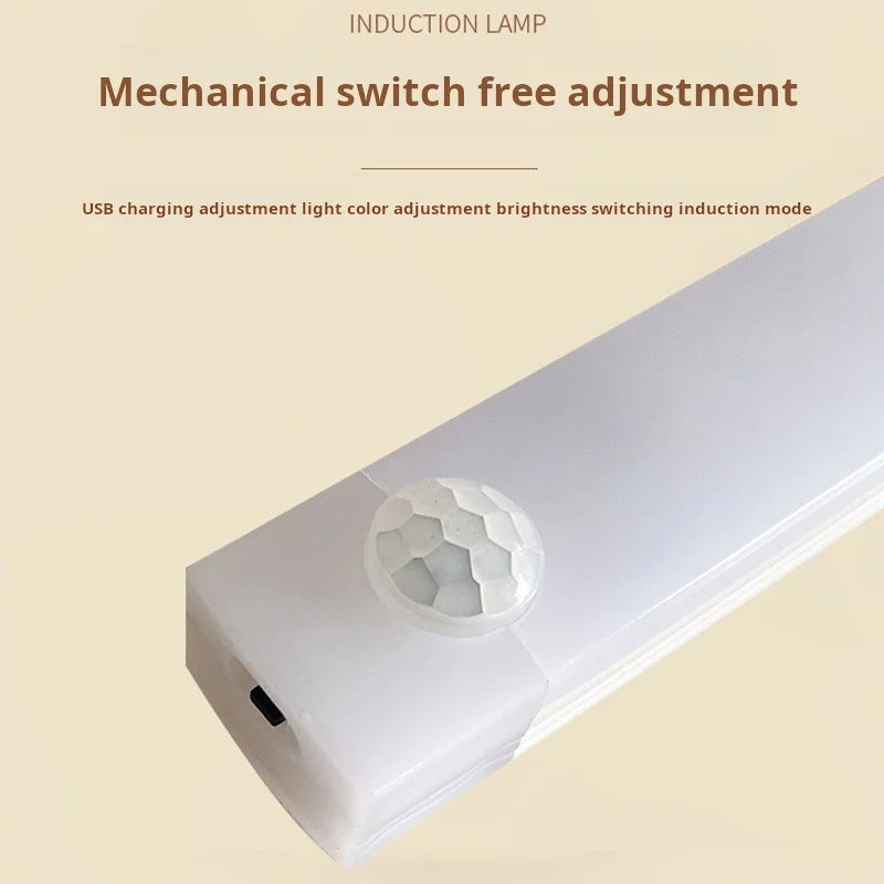 1Pc Wireless Rechargeable LED Motion Sensor Cabinet Light - Ideal for Closet, Kitchen, Wardrobe, Stairs - Battery Operated Night