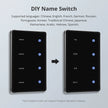 Zigbee Smart DIY Name Switch Black Panel Touch Light Switches US Type Neutral Required Works with Tuya Smart Life App
