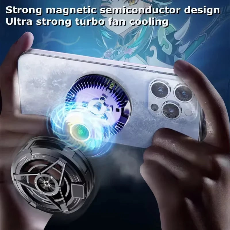 Magnetic Phones Cooler Back-Clip 2 in 1 Game Cooler Semiconductor Fast Phone Cooling Fan for IOS Android Phone