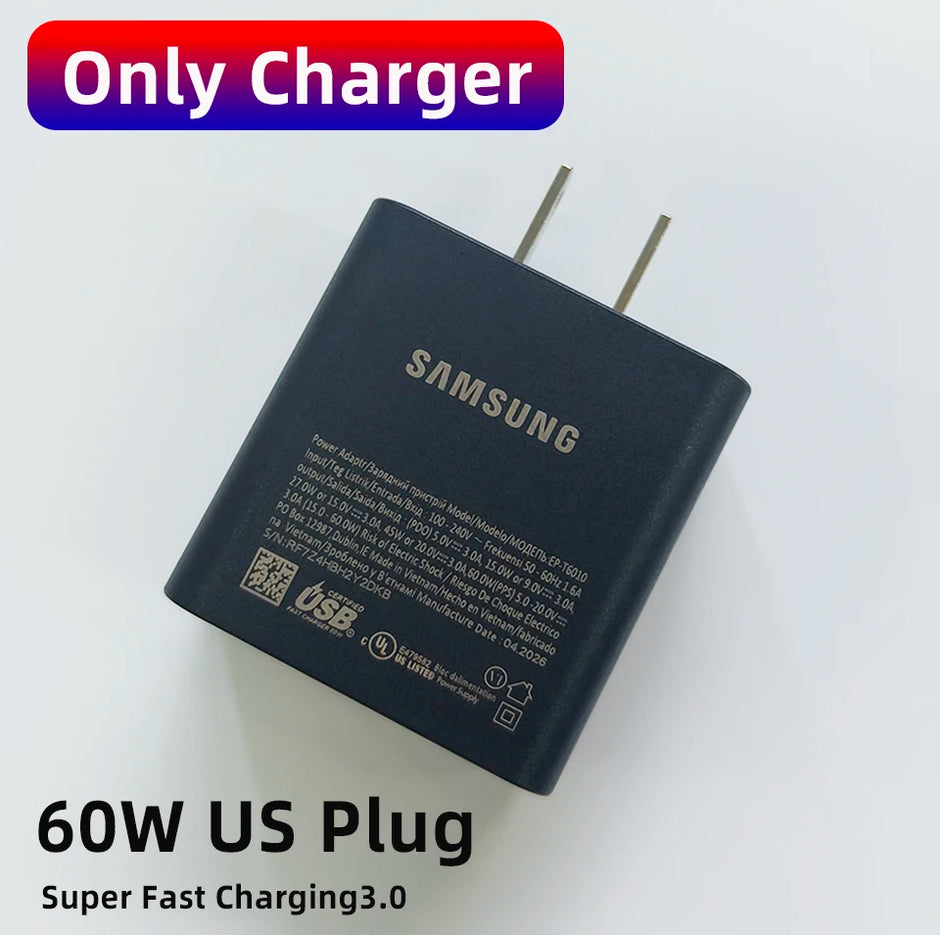 Original Cargador  65W 60W Charger S26 Ultra S25 FE S24 Fast Charging Cable Type C Adapter Galaxy S26 A17 Tablet S11