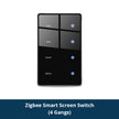 Zigbee Smart DIY Name Switch Black Panel Touch Light Switches US Type Neutral Required Works with Tuya Smart Life App
