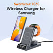 Swanscout 703S Charging Station for  S25 S24 Ultra S23 Z Flip 7 Z Fold 7 Wireless Charger for Galaxy Watch 8 7 for Buds 3