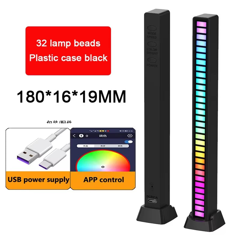RGB LED Strip Light Music Sound Control Pickup Rhythm Ambient Lamp Atmosphere Night Lights for Bar Car Room TV Gaming Decoration