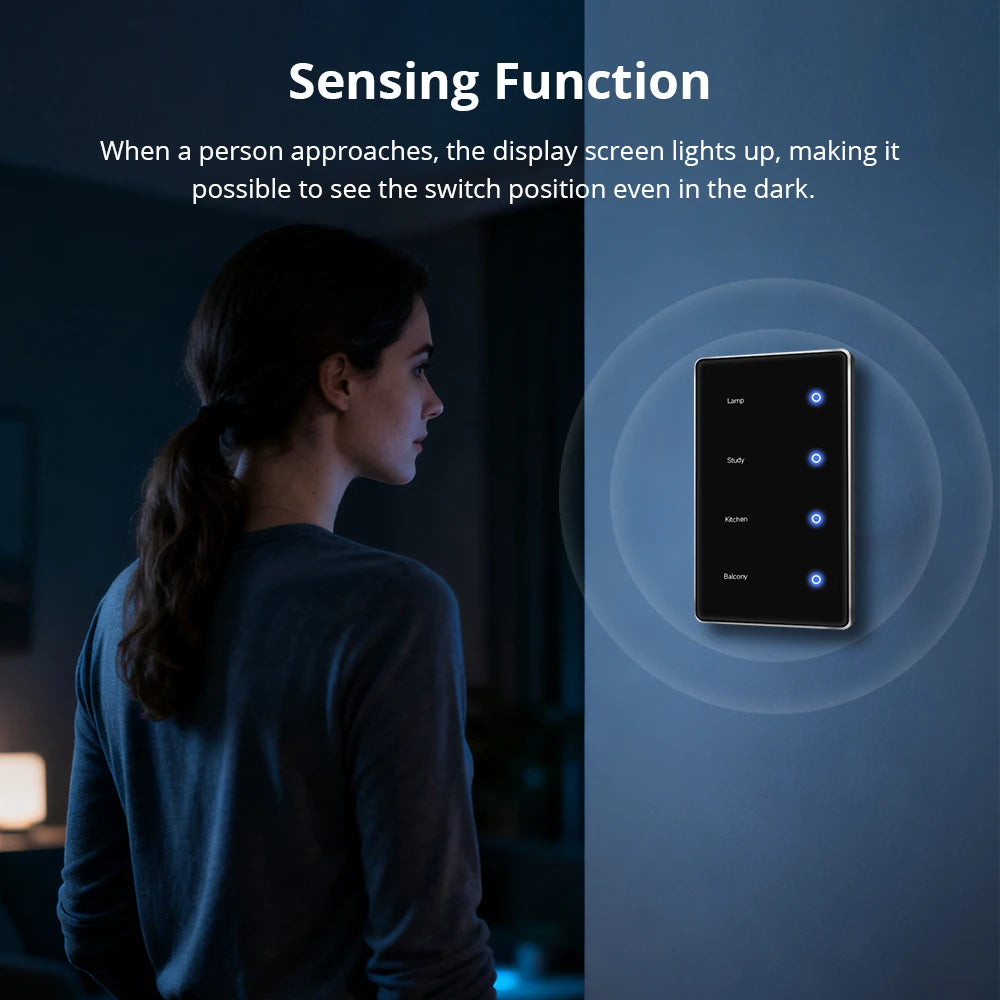 Zigbee Smart DIY Name Switch Black Panel Touch Light Switches US Type Neutral Required Works with Tuya Smart Life App