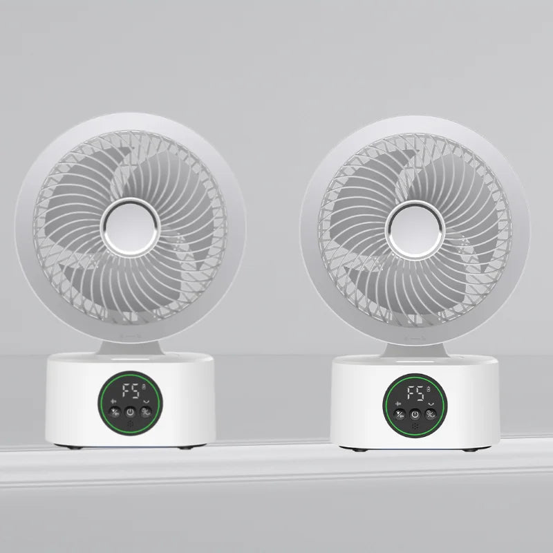 Portable Wall-Hanging Fan with Remote Control Smart Voice Rechargeable USB Household Electric Folding Fan Nightlight Air Cooler