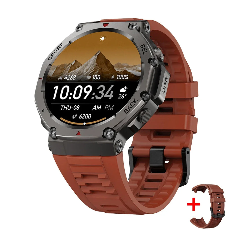 2026 Military BUILT-IN GPS 10ATM Waterproof Smart Watch Built-In 6 Frequency Satellite Outdoors Sports Fitness AMOLED Watch Men