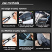 2-In-1 Car Safety Hammer & Seat Belt Cutter - High Hardness Tungsten Steel Emergency Glass Breaker,Auto Rescue Tool Accessories