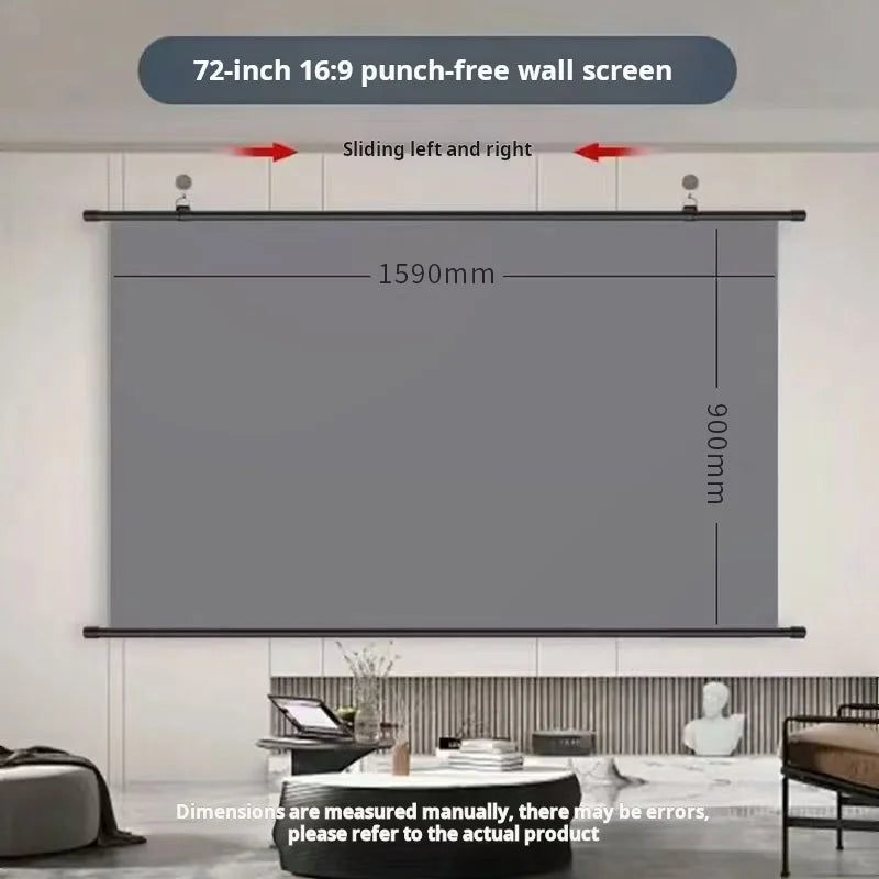 Anti-Light Thick HD Projector Screen 16:9 No-Hole Wall-Mounted Home Projection Screen 60/72/84/92/100/110/120/133Inch