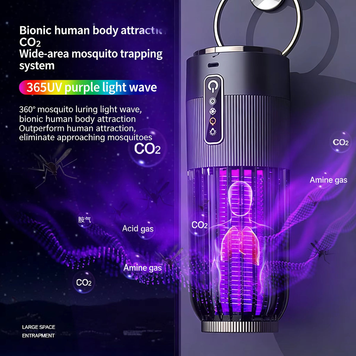 Outdoor Solar Energy Mosquito Killer Camping Lamp Upgrade Household Mosquito Repellent USB Rechargeable Portable Insect Killer