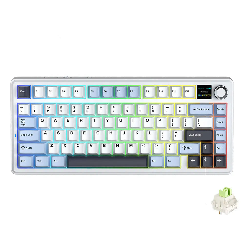 F75 MAX Gaming Mechanical Keyboard 75% Wired/Bluetooth/2.4G Hot-Swap RGB E-Sports Keyboard with TFT Screen for Pc/Mac ﻿
