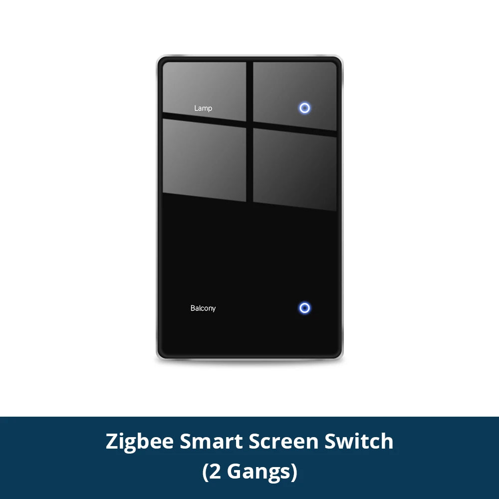 Zigbee Smart DIY Name Switch Black Panel Touch Light Switches US Type Neutral Required Works with Tuya Smart Life App