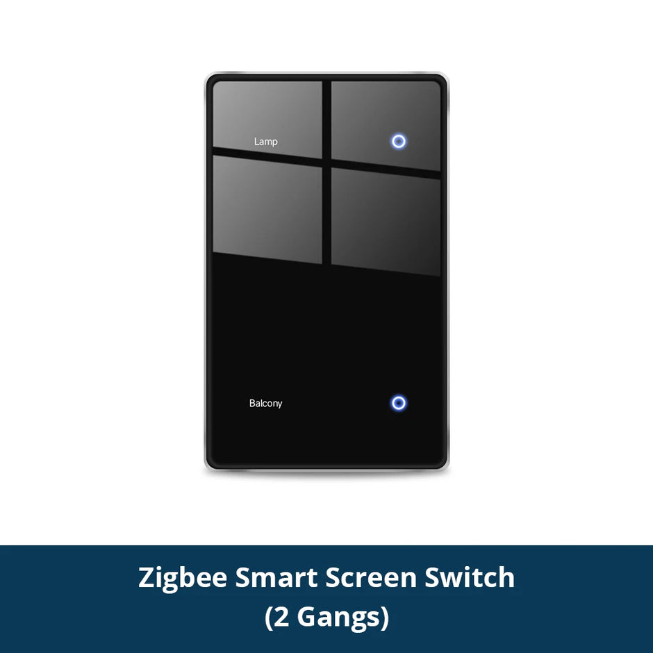 Zigbee Smart DIY Name Switch Black Panel Touch Light Switches US Type Neutral Required Works with Tuya Smart Life App