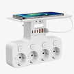 4000W Eu Plug Power Strip Multifunction Socket Smart Night Light Independent Switch European Standard Outlet with USB C Ports