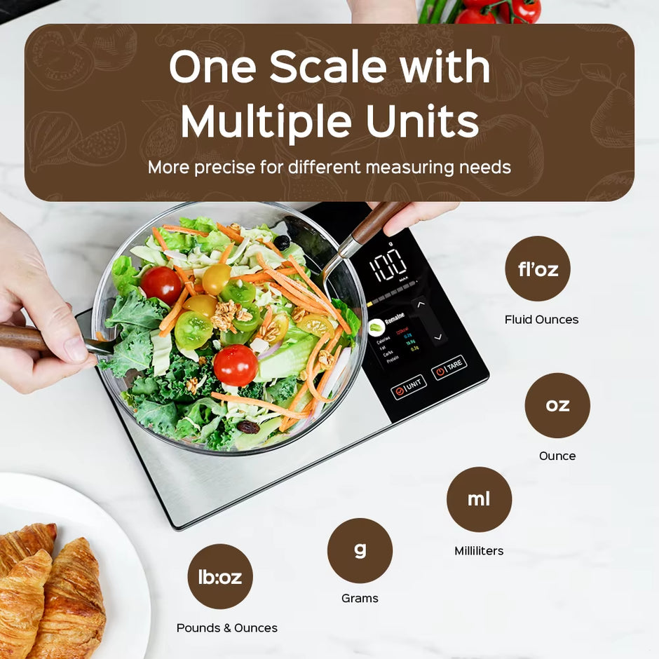 Smart Kitchen Scale Connects to Mobile App for Food Calorie Calculation Fitness Weight Loss Body Management