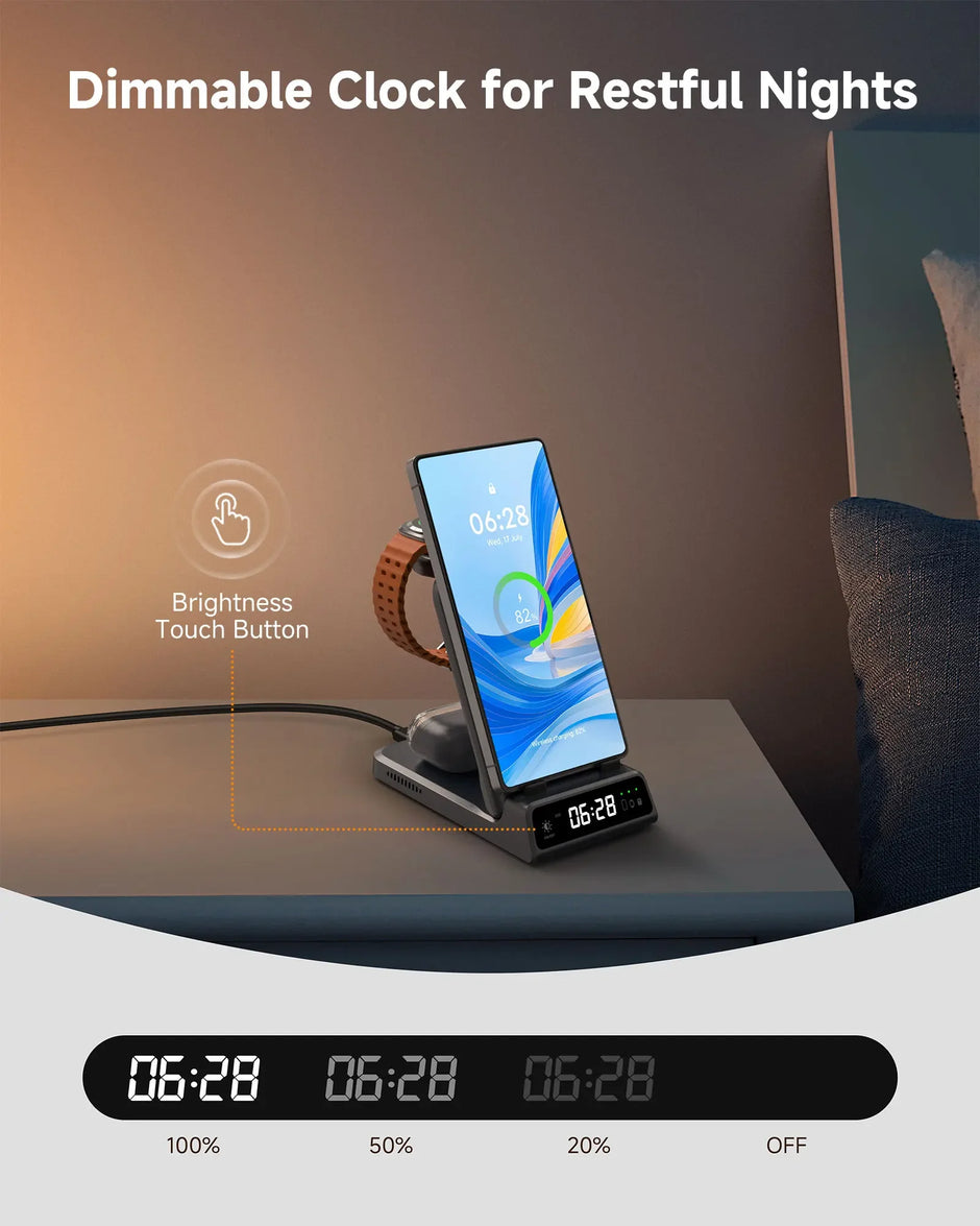 Swanscout 703S Charging Station for  S25 S24 Ultra S23 Z Flip 7 Z Fold 7 Wireless Charger for Galaxy Watch 8 7 for Buds 3