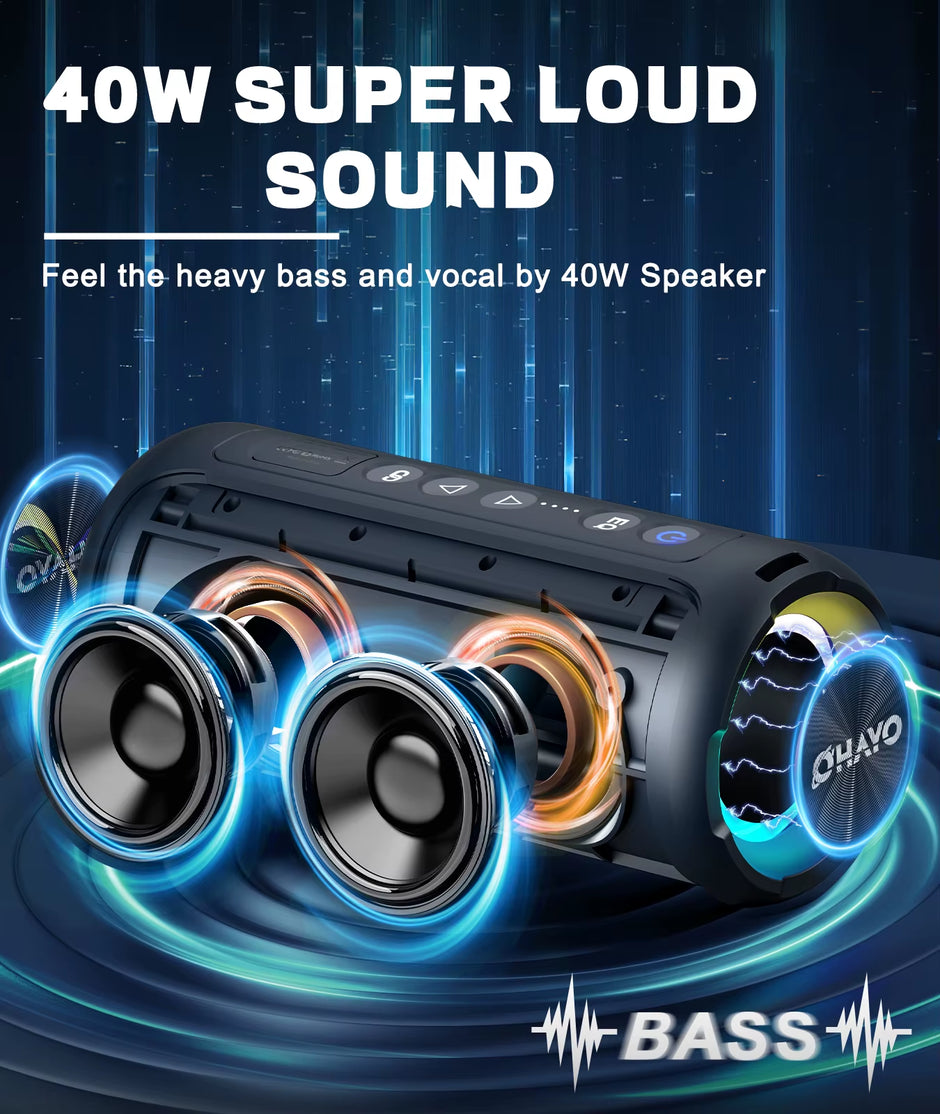 40W Enhanced Bass Portable Outdoor Wireless Speaker