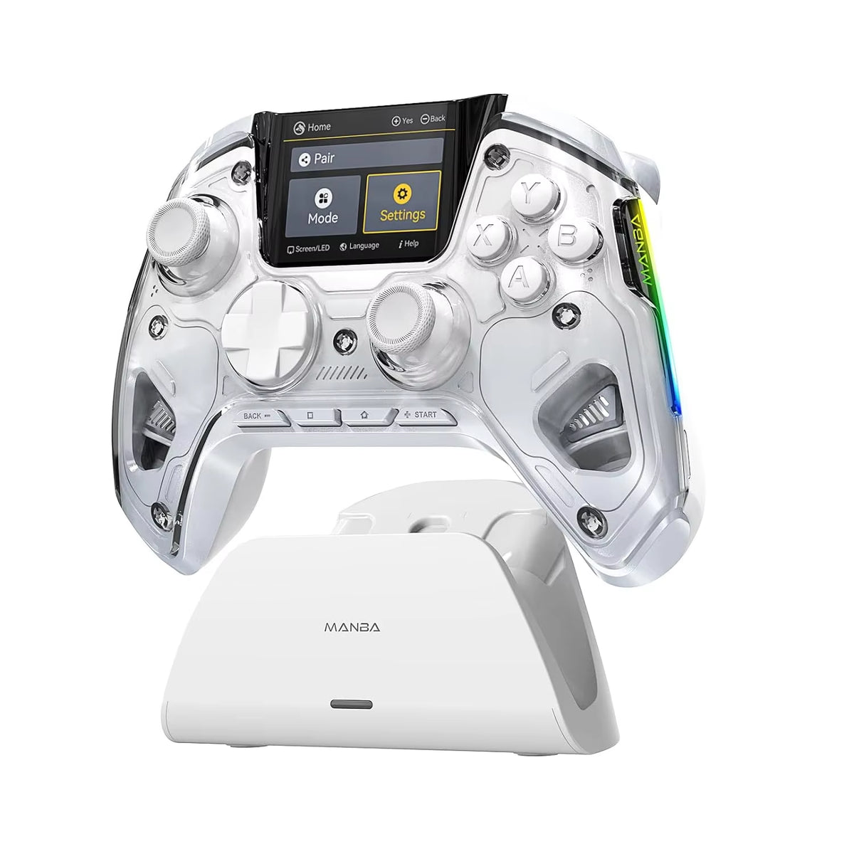 Mamba One V2 Screen Interactive Wireless Gaming Controller for Ios/Android/Switch/Pc Hall Effect, 1800Mah with Charging Dock