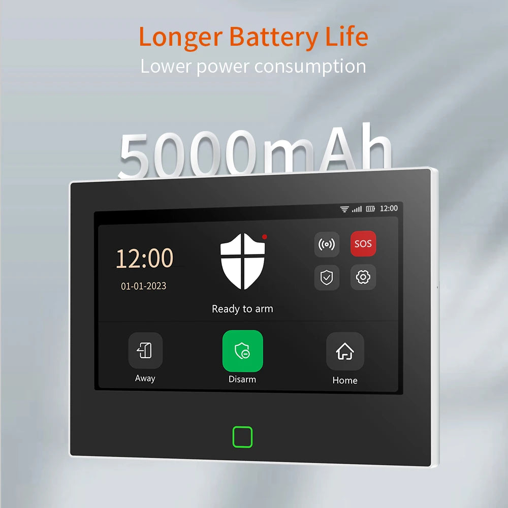 7Inch Lora Protection Kit Wifi 4G Tuya Smart Home Alarm System with 5000Mah Battery 500M Distance Works with Alexa
